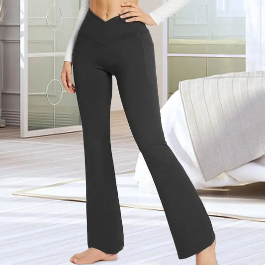 Flared Workout Leggings with Pockets